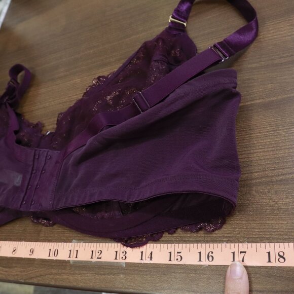 Cacique Lace Bra Womens 44DDD Purple Romantic Boudoir Lingerie Delicate Feminine - Picture 11 of 15